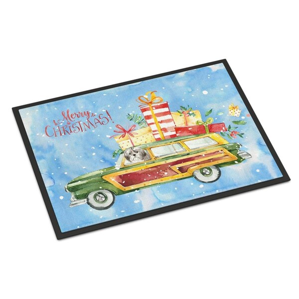 Carolines Treasures 24 x 36 in. Merry Christmas Shih Tzu Puppy Cut Indoor or Outdoor Mat CK2423JMAT - main